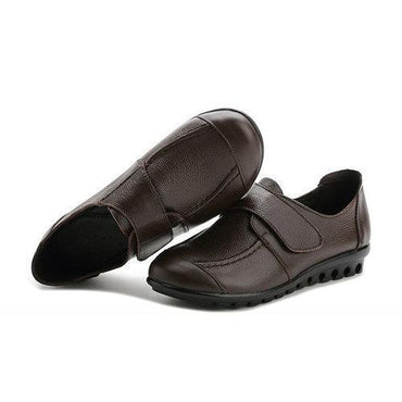 Soft Sole Leather Hook Loop Flat Pure Color Shoes