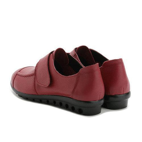 Soft Sole Leather Hook Loop Flat Pure Color Shoes