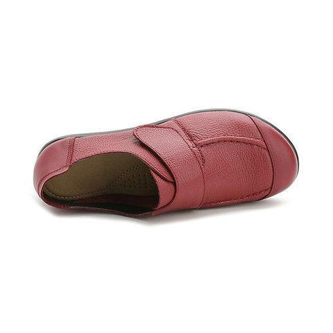 Soft Sole Leather Hook Loop Flat Pure Color Shoes