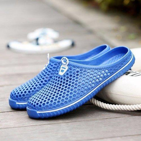 Men Breathable Hollow Out Slip On Flat Beach Slippers