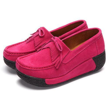 Tassel Bowknot Slip On Platform Color Match Shoes