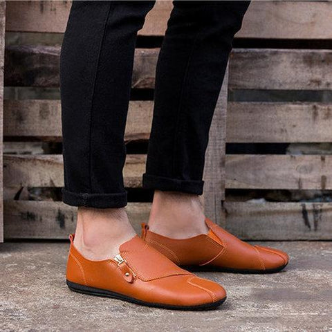 Mix Zipper Decoration Slip On Flat British Style Oxford Shoes For Men