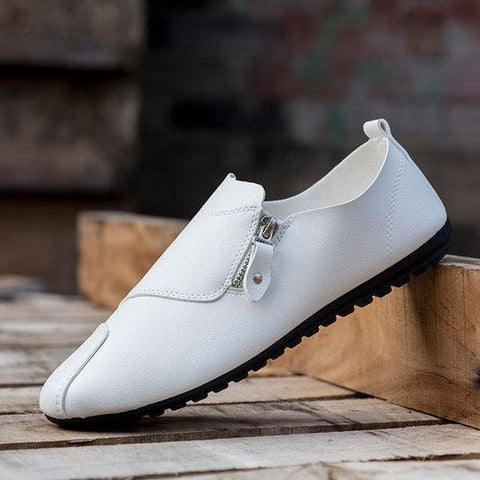 Mix Zipper Decoration Slip On Flat British Style Oxford Shoes For Men