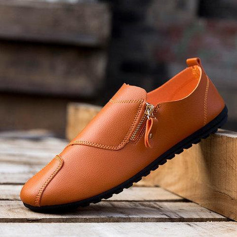 Mix Zipper Decoration Slip On Flat British Style Oxford Shoes For Men