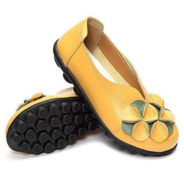 Socofy Flower Leather Flats