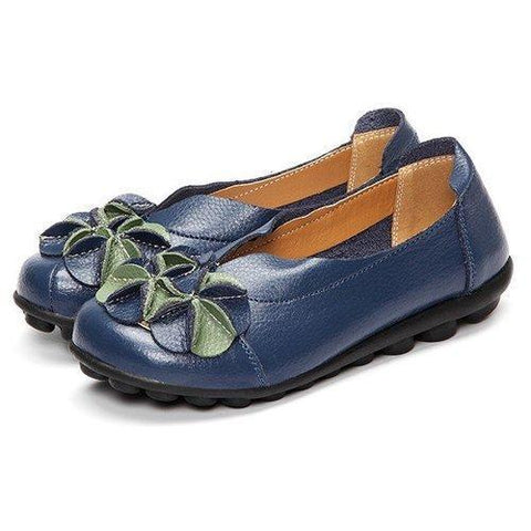 Socofy Flower Leather Flats