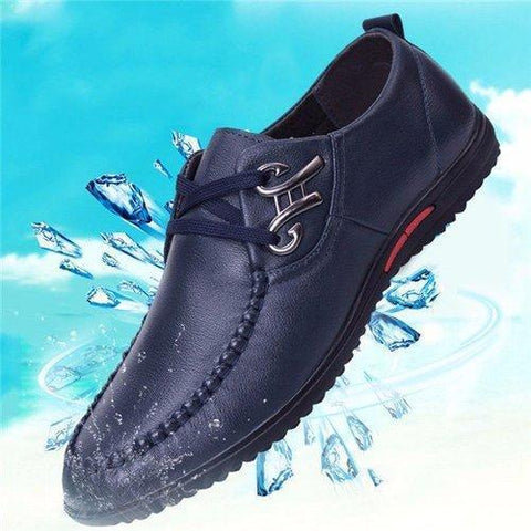 Men Metal Buckle Flat Lace Up Articial Leather Breathable Driving Casual Shoes