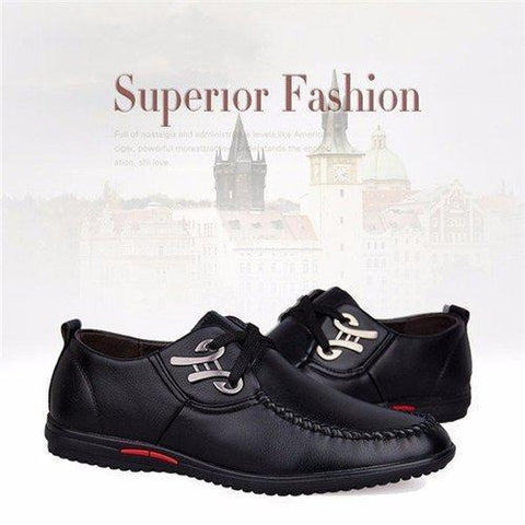 Men Metal Buckle Flat Lace Up Articial Leather Breathable Driving Casual Shoes