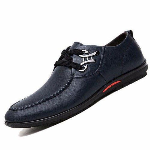 Men Metal Buckle Flat Lace Up Articial Leather Breathable Driving Casual Shoes