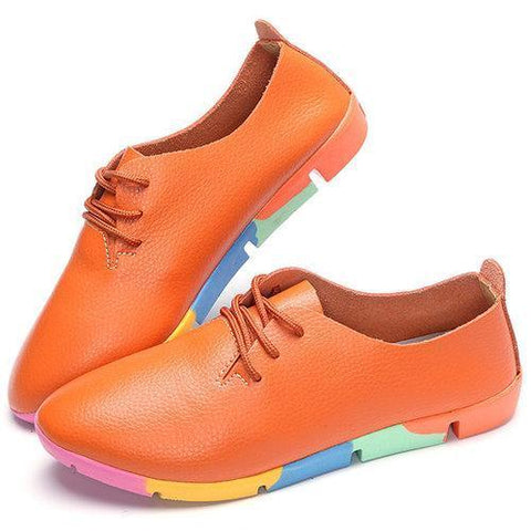 Fashionable Ladies Loafers Soft-Sole Lace Up Casual Shoes Comfortable Women Flat Shoes