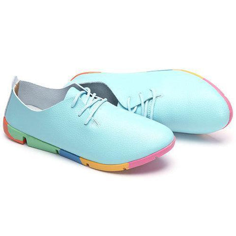 Fashionable Ladies Loafers Soft-Sole Lace Up Casual Shoes Comfortable Women Flat Shoes