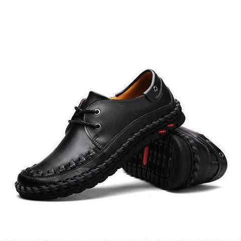 Men's Stitching British Style Round Toe Lace Up Flat Casual Loafers