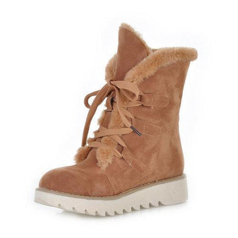 Sweet Warm Winter Lace Up Candy Color Ankle Flat Boots