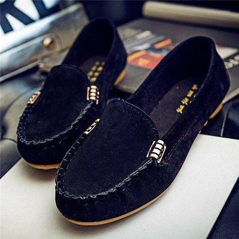 Suede Metal Slip On Pure Color Flat Casual Moccasin