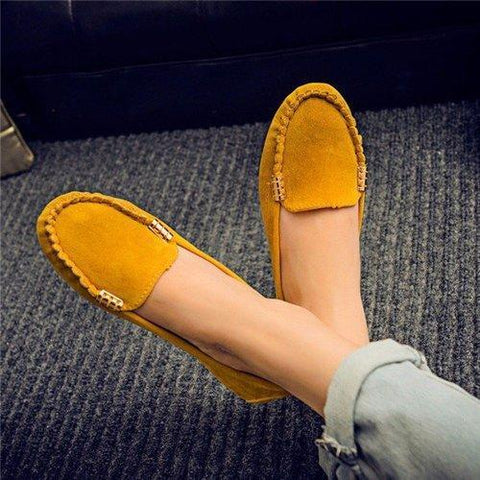 Suede Metal Slip On Pure Color Flat Casual Moccasin