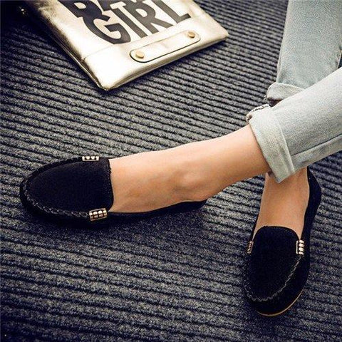 Suede Metal Slip On Pure Color Flat Casual Moccasin