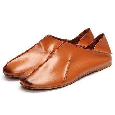 Pu Color Match Stitching Slip On Flat Soft Sole Shoes