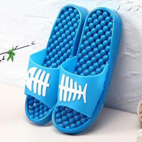 Massage Pattern Fish Bone Slip On Flat Peep Toe Home Bathroom Slippers