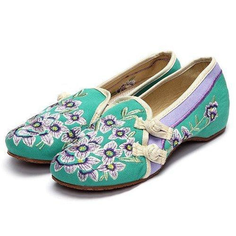 Flower Chineseknot Flat Casual Embroidery Retro Vintage Shoes