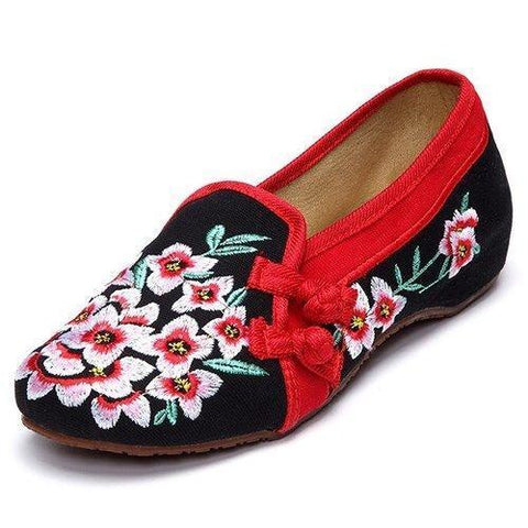 Flower Chineseknot Flat Casual Embroidery Retro Vintage Shoes