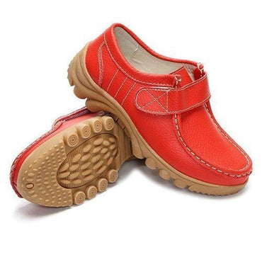 Big Size Hook Loop Casual Leather Flat Sport Soft Comfortable Shoes For Women