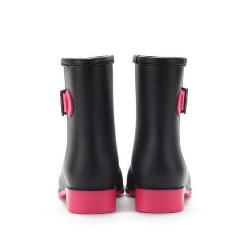 Waterproof Slip On Ankle Rain Bowknot Color Match Boots