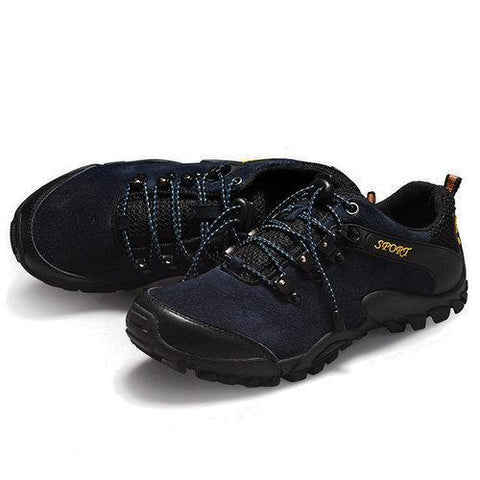 Men Breathable Suede Non-slip Lace Up Outdoor Hiking Sneakers