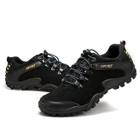 Men Breathable Suede Non-slip Lace Up Outdoor Hiking Sneakers