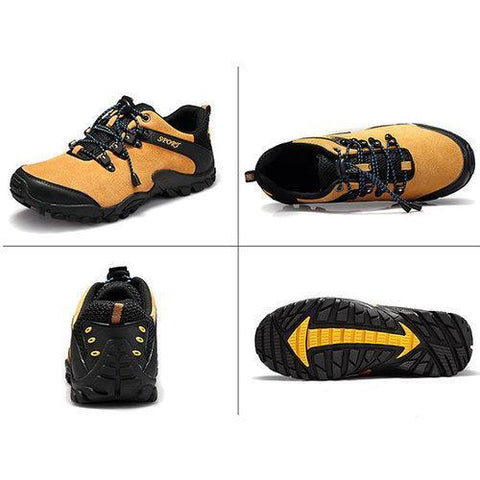 Men Breathable Suede Non-slip Lace Up Outdoor Hiking Sneakers