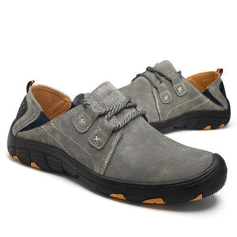 Men Hiking Pigskin Leather Slip Resistant Outdoor Casual Shoes