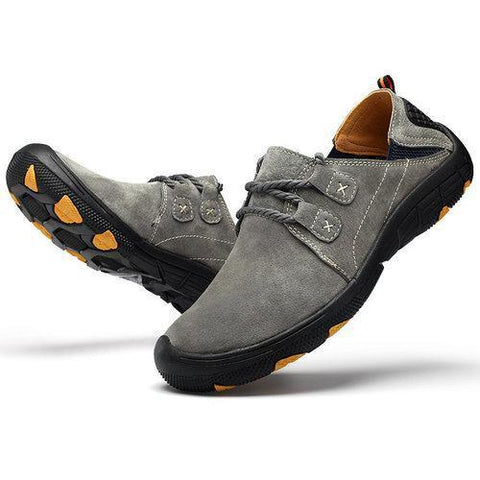 Men Hiking Pigskin Leather Slip Resistant Outdoor Casual Shoes