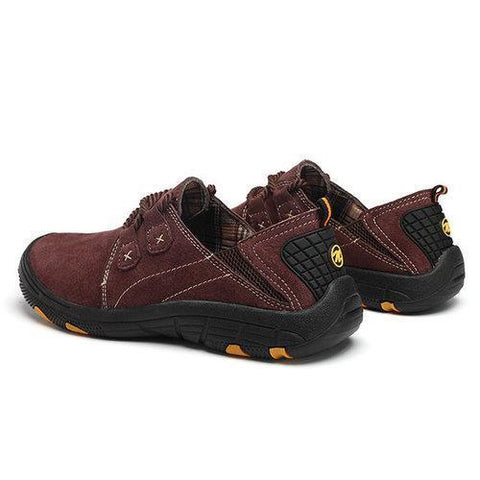 Men Hiking Pigskin Leather Slip Resistant Outdoor Casual Shoes