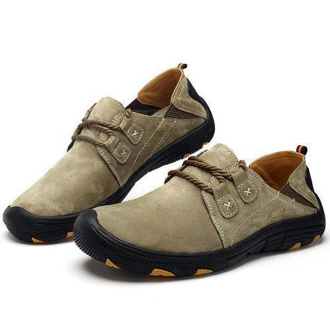 Men Hiking Pigskin Leather Slip Resistant Outdoor Casual Shoes