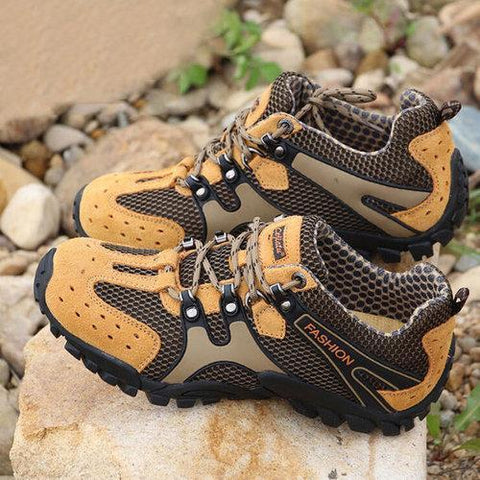 Suede Mesh Breathable Button Outdoor Sport Jogging Hiking Athletic Sneakers