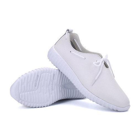 Stitching Lace Up Pure Color Flat Sport Casual Lazy Shoes