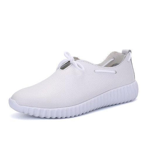 Stitching Lace Up Pure Color Flat Sport Casual Lazy Shoes