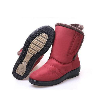 Big Size Waterproof Mid Calf Hook Loop Warm Fur Boots