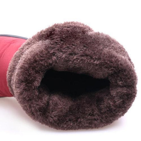 Big Size Waterproof Mid Calf Hook Loop Warm Fur Boots