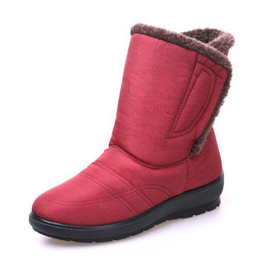 Big Size Waterproof Mid Calf Hook Loop Warm Fur Boots