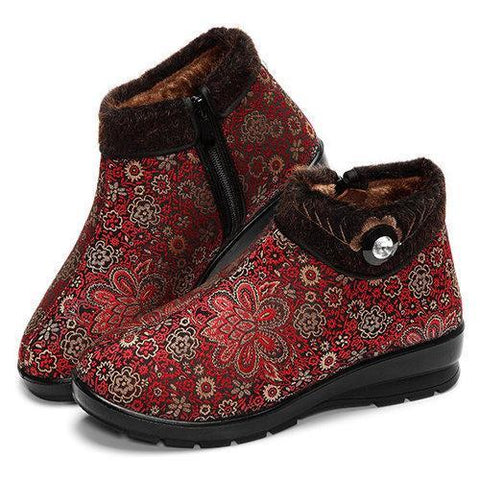 Floral Zipper Bead Boots