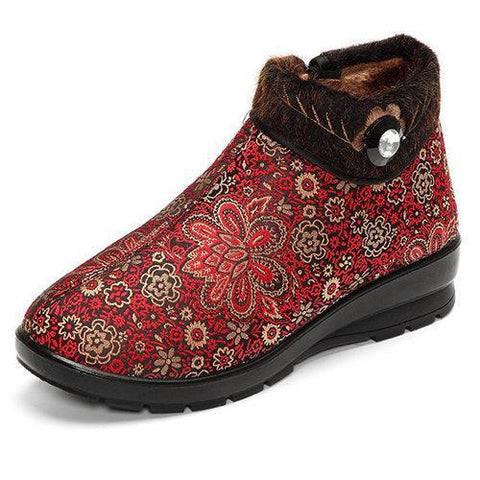 Floral Zipper Bead Boots