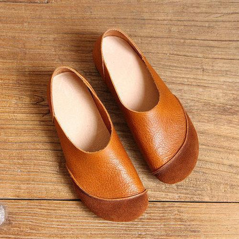 SOCOFY Genuine Leather Color Match Soft Flat Slip On Loafers