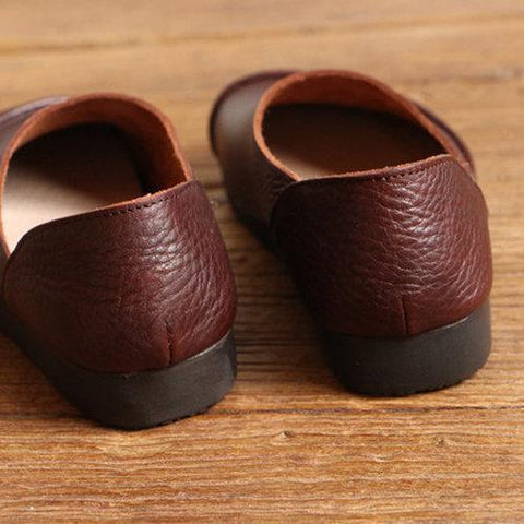 SOCOFY Genuine Leather Color Match Soft Flat Slip On Loafers