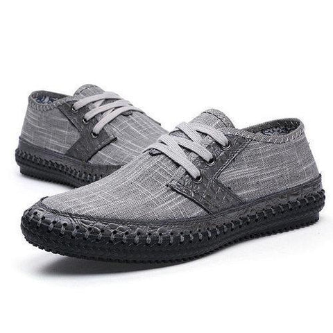 Big Size Men's Canvas Splicing Stitching Soft Sole Lace Up Casual Shoes