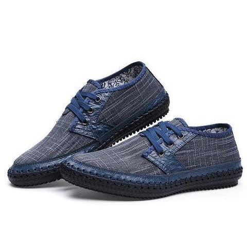 Big Size Men's Canvas Splicing Stitching Soft Sole Lace Up Casual Shoes