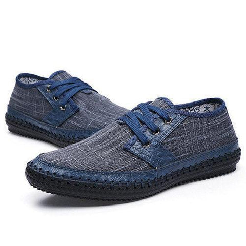 Big Size Men's Canvas Splicing Stitching Soft Sole Lace Up Casual Shoes