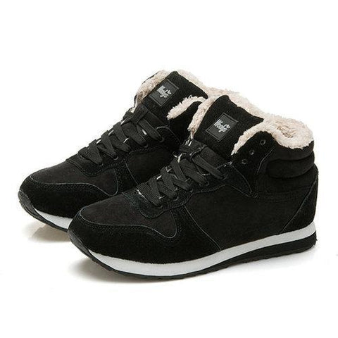 Big Size Lace Up Warm Fur Lining Sport Flat Casual Shoes