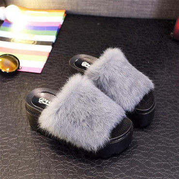 Furry Peep Toe Flat Indoor Outdoor Casual Slipper For Women