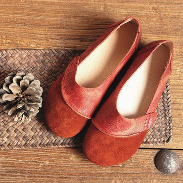 Socofy Genuine Leather Vintage Comfortable Soft Flat Shoes