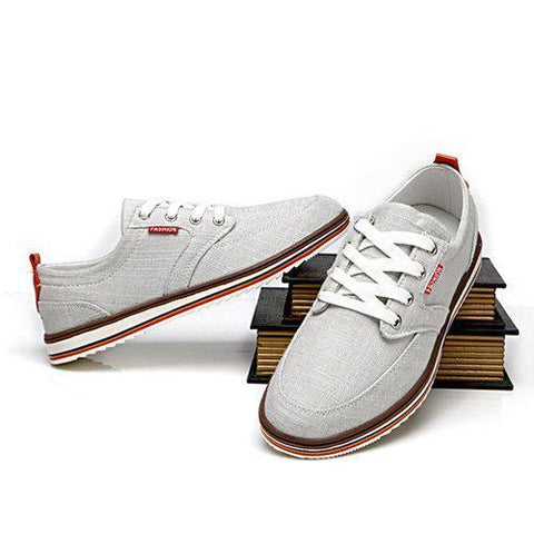 Big Size Men's Linen Breathable Lace Up Flat Sport Casual Shoes